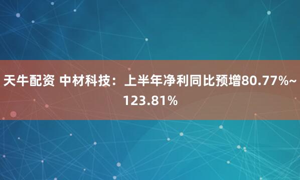 天牛配资 中材科技：上半年净利同比预增80.77%~123.81%